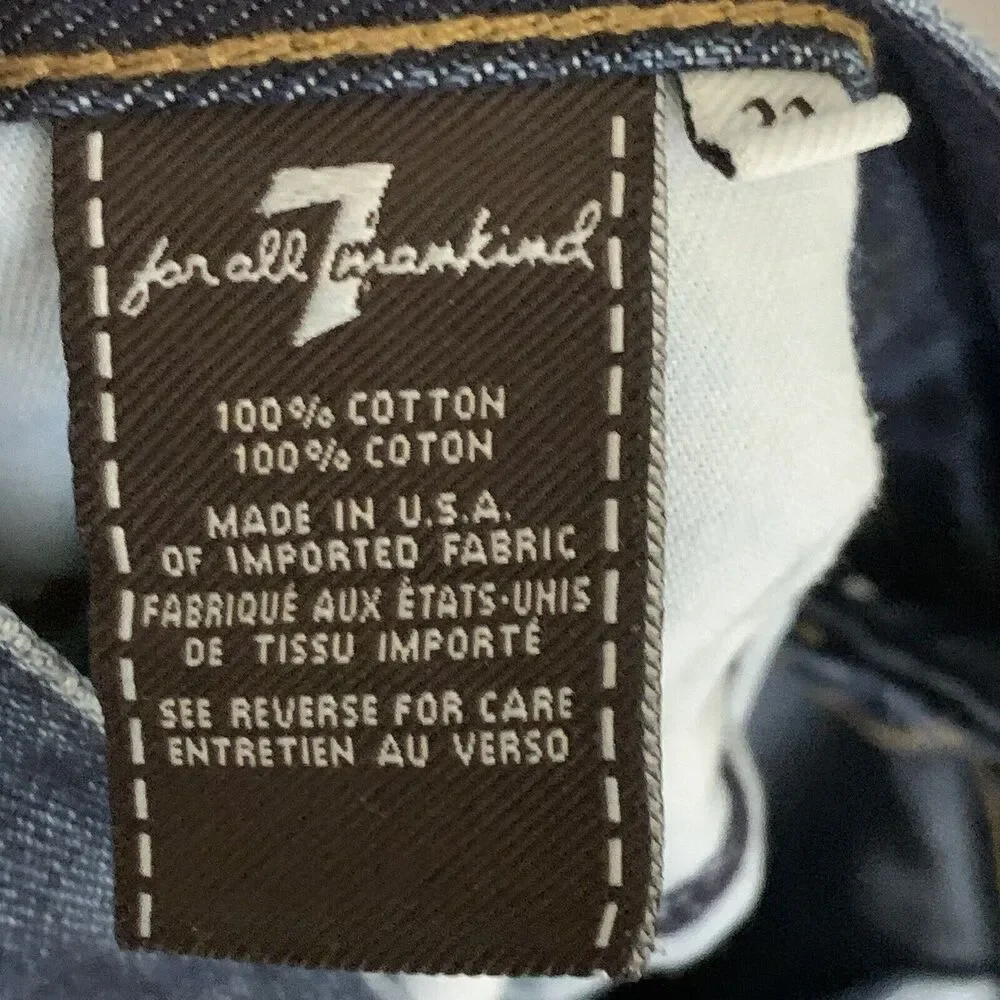 7 For All Mankind Jeans Austyn Men 33x26.5 USA Made Whiskered Blue Denim READ